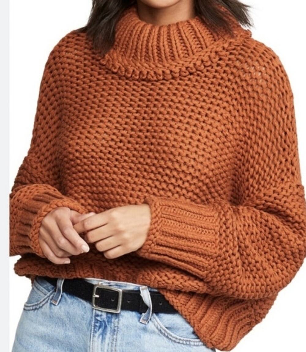 Free People My Only Sunshine Chunky Knit Cozy Oversized Tuscan Earth Size Small